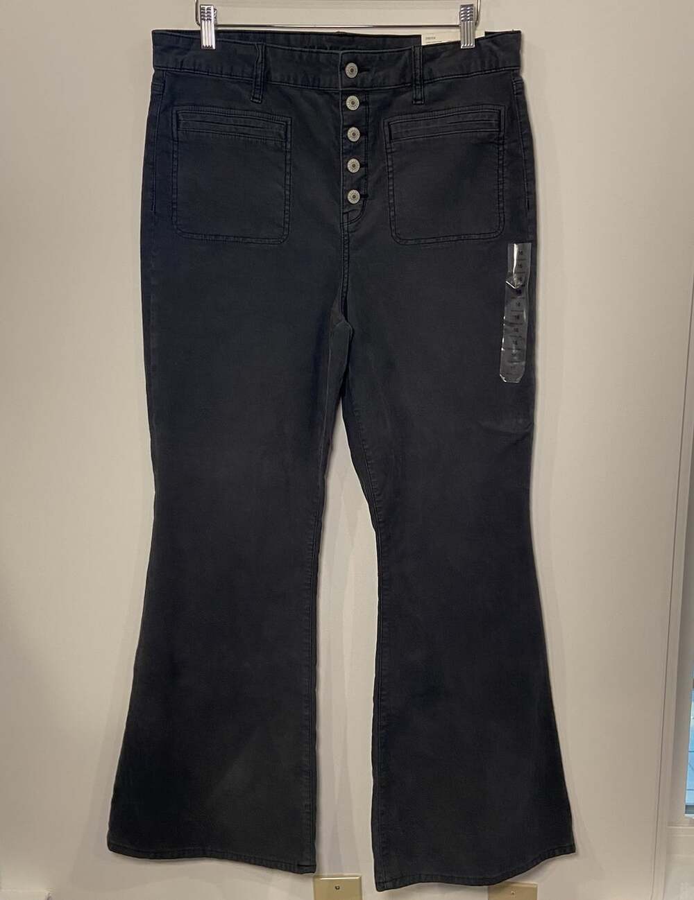 NWT American Eagle Pants Hi Rise Flare Cordruoy Dark Gray Size 16 33W New